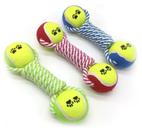 Double Ball Cotton Rope Tennis Pet Dog Mainan Faedah Serbaguna